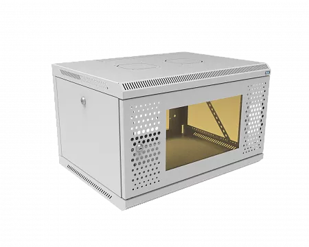 Шкаф телекоммуникационный настенный разборный МИКсистем 19" Keys 6U 600x450  дверь перфорация+стекло серый