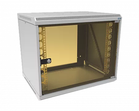 Шкаф телекоммуникационный настенный разборный МИКсистем 19" Lite 9U 600x450  дверь стекло серый