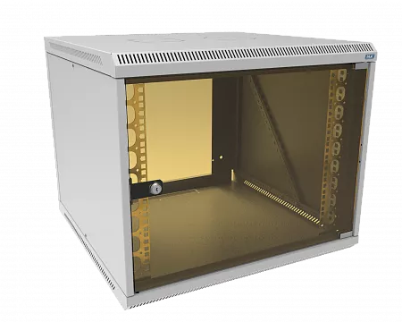 Шкаф телекоммуникационный настенный разборный МИКсистем 19" Lite 9U 600x600  дверь стекло серый