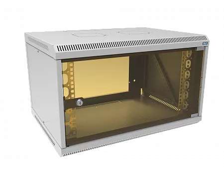 Шкаф телекоммуникационный настенный разборный МИКсистем 19" Lite 6U 600x450  дверь стекло серый