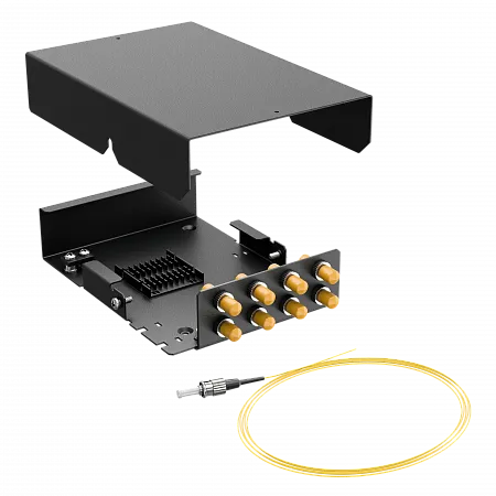 Кросс оптический настенный LANMIR укомплектованный 4 розетки ST/UPC 4 порта SM 9/125 OS2 1U черный