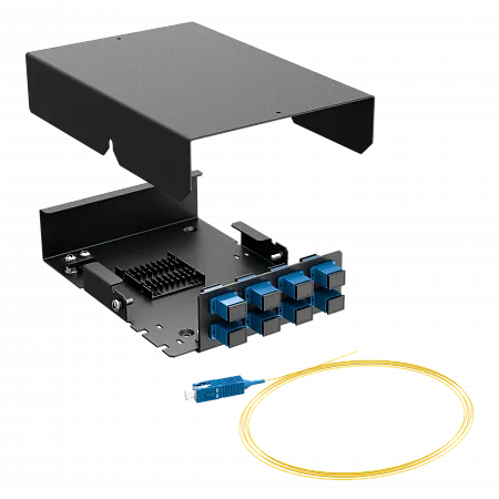 Кросс оптический настенный LANMIR укомплектованный 8 розеток SC/UPC 8 портов SM 9/125 OS2 1U черный