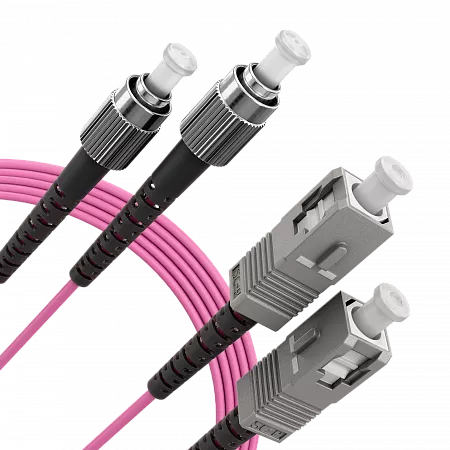Шнур оптический переходной (патч-корд) LANMIR двойной многомодовый MM 50/125 OM4 SC/UPC-FC/UPC LSZH нг(А)-HF 10 м маджента