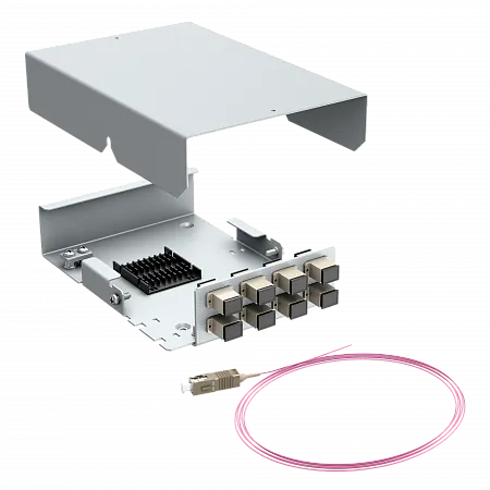 Кросс оптический настенный LANMIR укомплектованный 8 розеток SC/UPC 8 портов MM 50/125 OM4 1U серый